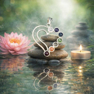 Pendentif cœur 7 chakras - 3